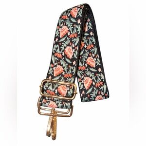 Kedzie Floral Jacquard Bag Strap in Black and Coral